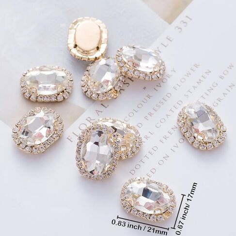 خياطة أحجار الراين الكريستالية، أزرار خرز مسطحة من أحجار الراين الفاخرة مع الماس اللامع، أحجار كريمة يدوية الصنع للملابس والحقائب والأحذية والفساتين وتزيين حفلات الزفاف (شفاف) in Kuwait