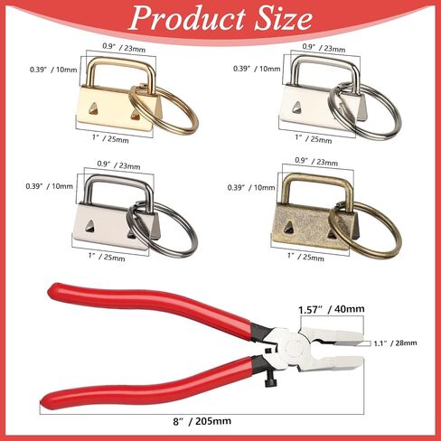 120 قطعة من ادوات مفتاح فوب 1 انش مع 1 مجموعة كماشة مفتاح فوب تتضمن 4 الوان من ادوات سلسلة المفاتيح لسوار المعصم وسلسلة المفاتيح وسلسلة المفاتيح in Kuwait