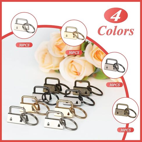 120 قطعة من ادوات مفتاح فوب 1 انش مع 1 مجموعة كماشة مفتاح فوب تتضمن 4 الوان من ادوات سلسلة المفاتيح لسوار المعصم وسلسلة المفاتيح وسلسلة المفاتيح in Kuwait