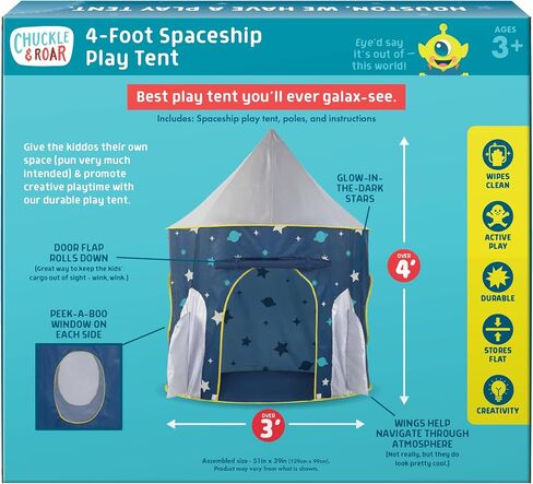Chuckle & Roar - Spaceship Play Tent - Active Play for Toddlers - Preschool pop up Tunnel Companion - Ages 3 and up - Space Themed Tent in Saudi Arabia