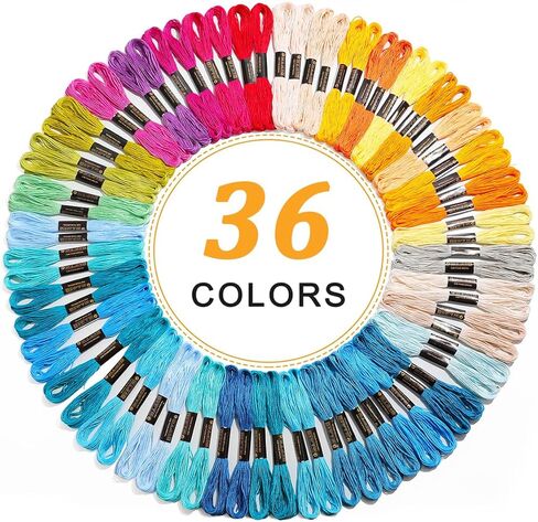 لوحات ألوان حورية البحر مطرزة من Joy Sunday، 36 قطعة سلسلة سوار الصداقة، خيط تنظيف بغرز متقاطعة ملون DMC-36 شلة سلكل in Kuwait