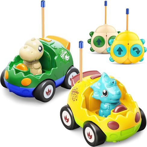 2 Pack Remote Control Car Toys for Girls 2 3 4 Years Old, Race Cars for Toddlers, Dinosaur Toys for Kids 2-4, RC Car Toys with Music, Easter Basket Stuffer/Birthday Gifts for Kids, Girls(Pink Blue) in Saudi Arabia