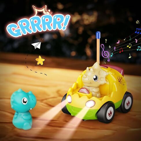 2 Pack Remote Control Car Toys for Girls 2 3 4 Years Old, Race Cars for Toddlers, Dinosaur Toys for Kids 2-4, RC Car Toys with Music, Easter Basket Stuffer/Birthday Gifts for Kids, Girls(Pink Blue) in Saudi Arabia