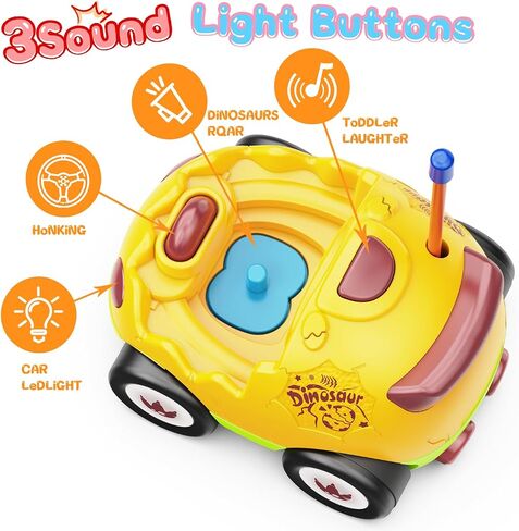 2 Pack Remote Control Car Toys for Girls 2 3 4 Years Old, Race Cars for Toddlers, Dinosaur Toys for Kids 2-4, RC Car Toys with Music, Easter Basket Stuffer/Birthday Gifts for Kids, Girls(Pink Blue) in Saudi Arabia
