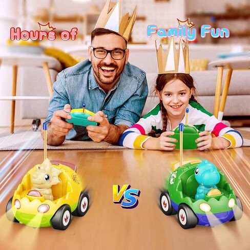 2 Pack Remote Control Car Toys for Girls 2 3 4 Years Old, Race Cars for Toddlers, Dinosaur Toys for Kids 2-4, RC Car Toys with Music, Easter Basket Stuffer/Birthday Gifts for Kids, Girls(Pink Blue) in Saudi Arabia