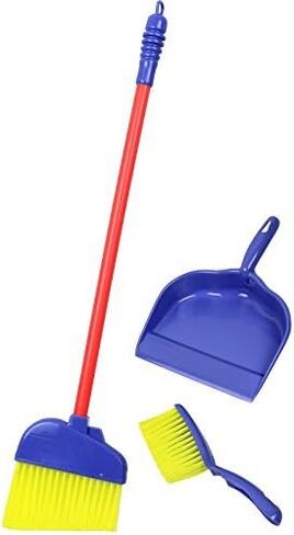 Click N’ Play Kids Play Cleaning Set, Broomstick, Dustpan, and Brush, Pretend Play House Cleaning Toys for Toddlers & Kids (3 Pieces) - Kids Broom, Toddler Broom in Kuwait