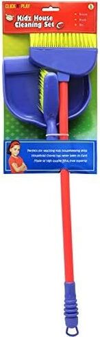 Click N’ Play Kids Play Cleaning Set, Broomstick, Dustpan, and Brush, Pretend Play House Cleaning Toys for Toddlers & Kids (3 Pieces) - Kids Broom, Toddler Broom in Kuwait