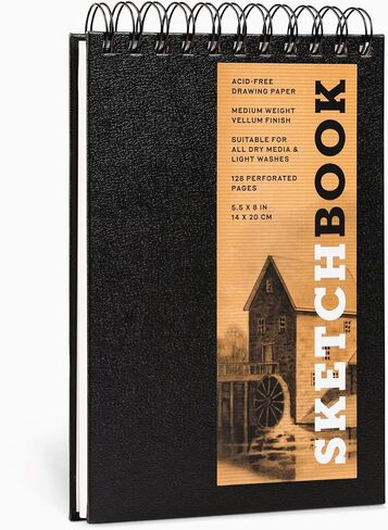 Sketchbook 5.5 x 8" Fliptop Landscape Black Spiral Hardcover Mixed Media Sketchbook for Drawing, Acid-Free Quality Paper (128 pages) (Union Square & Co. Sketchbooks) (Volume 9) in Saudi Arabia