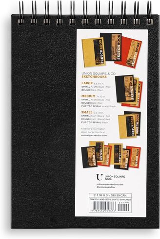 Sketchbook 5.5 x 8" Fliptop Landscape Black Spiral Hardcover Mixed Media Sketchbook for Drawing, Acid-Free Quality Paper (128 pages) (Union Square & Co. Sketchbooks) (Volume 9) in Saudi Arabia