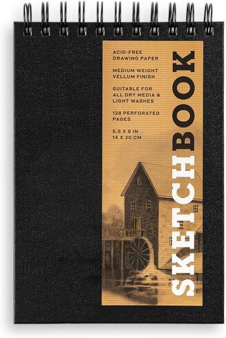 Sketchbook 5.5 x 8" Fliptop Landscape Black Spiral Hardcover Mixed Media Sketchbook for Drawing, Acid-Free Quality Paper (128 pages) (Union Square & Co. Sketchbooks) (Volume 9) in Saudi Arabia