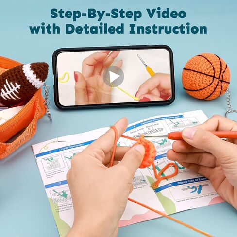 Crochetobe Crochet Kit for Beginners - 4 PCS Sports Balls Crochet, Complete Crochet Set Includes Step-by-Step Instructions and Video Tutorials, Beginner Crochet Kit for Adults (Patent Product) in Kuwait