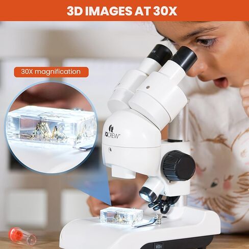AmScope - مجهر ستيريو محمول فاخر الكل في واحد 30X مع إضاءة LED مزدوجة ومجموعة ملحقات - SE122 in Saudi Arabia
