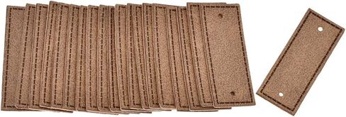 BetterUS 20pcs PU Leather Garment Labels Blank 2 Holes Apparel Accessories DIY Crafts (Brown) in Kuwait