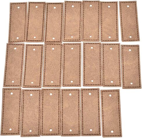 BetterUS 20pcs PU Leather Garment Labels Blank 2 Holes Apparel Accessories DIY Crafts (Brown) in Kuwait