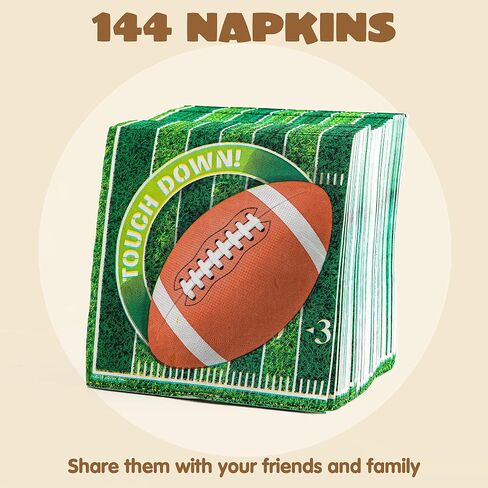 JOYIN 144 قطعة من مناديل كرة القدم عدد Touchdown Football Game Day مناديل ورقية لمستلزمات حفلات كرة القدم (6.5X6.5 بوصة) in Saudi Arabia