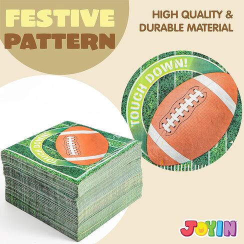 JOYIN 144 قطعة من مناديل كرة القدم عدد Touchdown Football Game Day مناديل ورقية لمستلزمات حفلات كرة القدم (6.5X6.5 بوصة) in Saudi Arabia