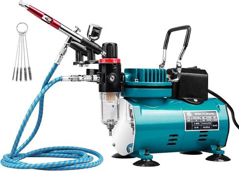 Professional Airbrushing Paint System with Air-Compressor and 1 Airbrush Kit for Tattoo Makeup Shoes Cake Decoration in Kuwait