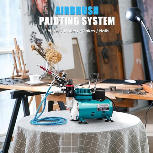 Professional Airbrushing Paint System with Air-Compressor and 1 Airbrush Kit for Tattoo Makeup Shoes Cake Decoration in Kuwait