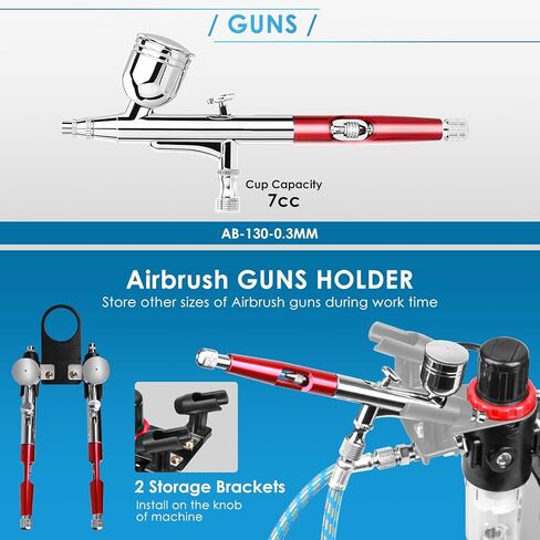 Professional Airbrushing Paint System with Air-Compressor and 1 Airbrush Kit for Tattoo Makeup Shoes Cake Decoration in Kuwait