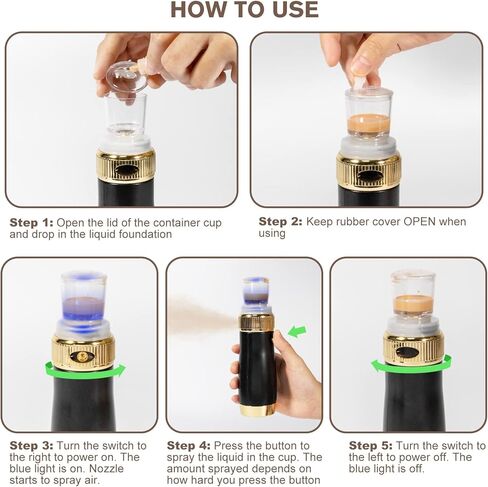 بيلكاس مجموعة ادوات المكياج الاساسية بدون اسلاك مع فرشاة هوائية احترافية لكريم الاساس مع ضاغط بخاخ محمول باليد للوجه في المنزل والمنتجعات الصحية in Kuwait