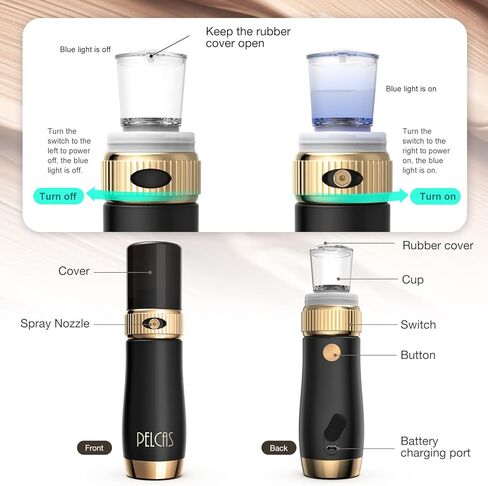 بيلكاس مجموعة ادوات المكياج الاساسية بدون اسلاك مع فرشاة هوائية احترافية لكريم الاساس مع ضاغط بخاخ محمول باليد للوجه في المنزل والمنتجعات الصحية in Kuwait