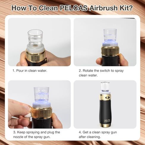 بيلكاس مجموعة ادوات المكياج الاساسية بدون اسلاك مع فرشاة هوائية احترافية لكريم الاساس مع ضاغط بخاخ محمول باليد للوجه في المنزل والمنتجعات الصحية in Kuwait