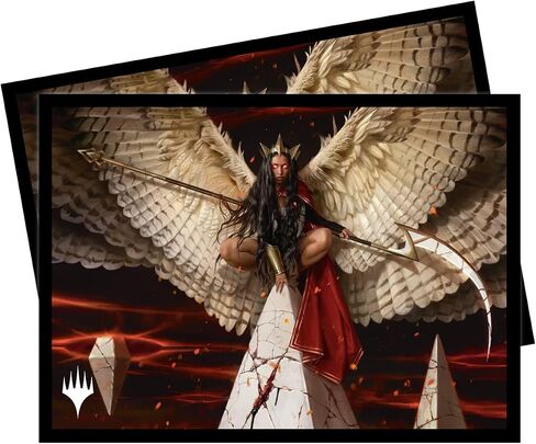Ultra PRO - March of The Machine 100ct Deck Protector Sleeves ft. Archangel Elspeth for Magic: جمع وحماية وتخزين بطاقات التداول وبطاقات الألعاب القابلة للتحصيل، ومنع تلف البطاقة in Kuwait