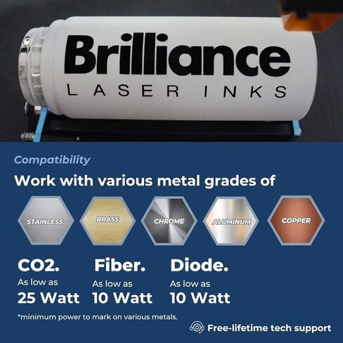 Brilliance Laser Inks 2 Oz Aerosol Black Laser Marking Spray for High Contrast Metal Marks | Permanent and Durable Metals Ink for Fiber, YAG, Diode, and CO2 Laser Engraver in Kuwait