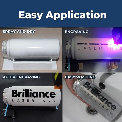 Brilliance Laser Inks 2 Oz Aerosol Black Laser Marking Spray for High Contrast Metal Marks | Permanent and Durable Metals Ink for Fiber, YAG, Diode, and CO2 Laser Engraver in Kuwait