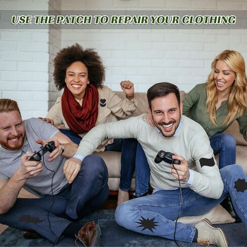 SmoothNovelty 100 قطعة من الحديد على الرقع مقاس 3.7 × 4.9 بوصة من قماش الدنيم للجينز من الداخل إلى الخارج، أقوى غراء لتزيين القماش المتين، طقم رقعة إصلاح قطنية لإصلاح الملابس والسراويل، أسود in Kuwait