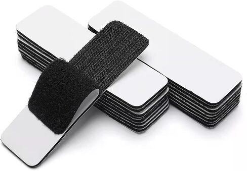 SYSCN 20 Pairs Black 1.2 x 4 Inch Hook and Loop Strips with Adhesive, Strong Back Adhesive Fasten Mounting Tape for Home or Office Use - Instead of Holes and Screws in Kuwait
