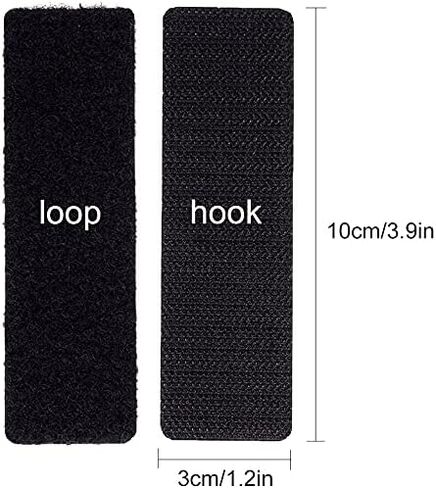 SYSCN 20 Pairs Black 1.2 x 4 Inch Hook and Loop Strips with Adhesive, Strong Back Adhesive Fasten Mounting Tape for Home or Office Use - Instead of Holes and Screws in Kuwait