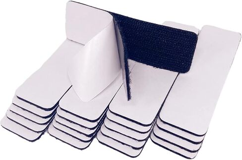 SYSCN 20 Pairs Black 1.2 x 4 Inch Hook and Loop Strips with Adhesive, Strong Back Adhesive Fasten Mounting Tape for Home or Office Use - Instead of Holes and Screws in Kuwait