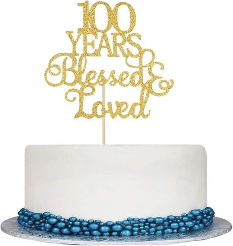 غلاف ذهبي لامع ل100 عام للكيك من أعلى الكعكة المباركة والحبيبة، عيد ميلاد 100، مستلزمات تزيين حفلات الزواج في الأعياد السنوية... in Kuwait