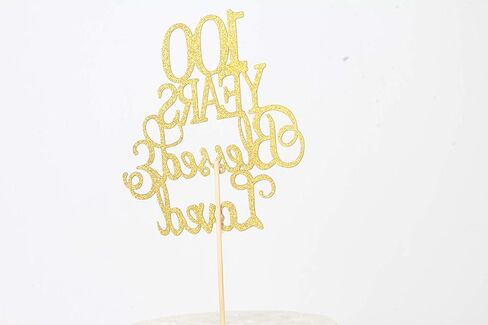 غلاف ذهبي لامع ل100 عام للكيك من أعلى الكعكة المباركة والحبيبة، عيد ميلاد 100، مستلزمات تزيين حفلات الزواج في الأعياد السنوية... in Kuwait