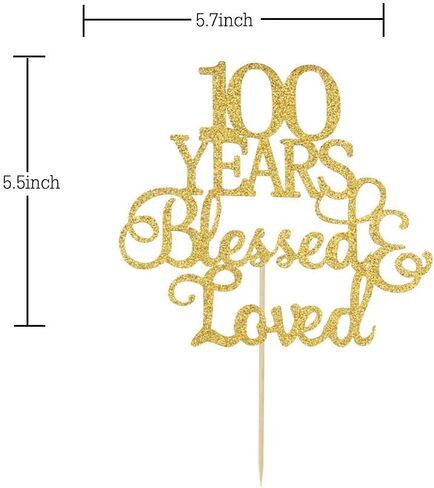 غلاف ذهبي لامع ل100 عام للكيك من أعلى الكعكة المباركة والحبيبة، عيد ميلاد 100، مستلزمات تزيين حفلات الزواج في الأعياد السنوية... in Kuwait