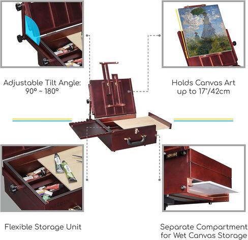 MEEDEN Pochade Box, Tabletop Easel for Painting, Portable Easel Box for Painting Canvas with Nylon Carry Bag, Painting Easel Art Easels for Painting Adult for Outdoor Travel Easel in Kuwait