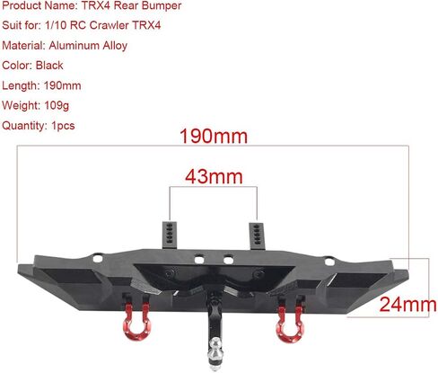 مصد خلفي من الألومنيوم RZXYL مع وصلة وصلة مقطورة لأجزاء ترقية الزاحف 1/10 Traxxas TRX4 RC (أسود) in Kuwait