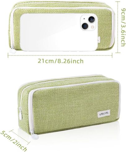 iSuperb Multi Compartments Pencil Case 3 Zippers Pencil Pouch Pen Case Bag Organizer Square Grid for Kids Teen Child Student School Supplies Cosmetic Bags (Black) in Kuwait