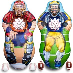 جهاز استقبال كرة القدم ImpiriLux قابل للنفخ بطول 5 أقدام مزدوج الجوانب ومجموعة مدرب البيسبول لصيد الهدف | تتضمن واحدة قابلة للنفخ على الوجهين، و2 كرة قدم قطيفة، و2 كرة بيسبول قطيفة in Kuwait