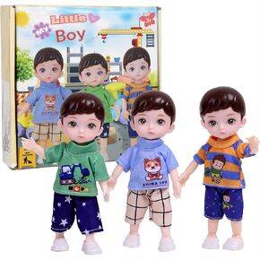 مجموعة دمى Beem Jun Boy، دمية BJD مقاس 6 بوصات مع دمية ذات ملابس مختلفة، تتضمن صندوق هدايا وبطاقة تهنئة، هدية مثالية للأطفال، مجموعة 3 في 1