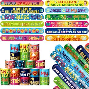 Jenaai Christian Slap Bracelets Religious Party Favors Bible Verses Bracelets Bulk Jesus Loves You Christian Crafts Sunday School Gifts Classroom Prizes