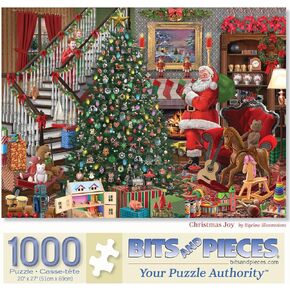 Bits and Pieces - 1000 Piece Jigsaw Puzzle for Adults 20' x 27" - Christmas Joy - 1000 pc Santa Jigsaw by Artist Bigelow Illustrations in Kuwait