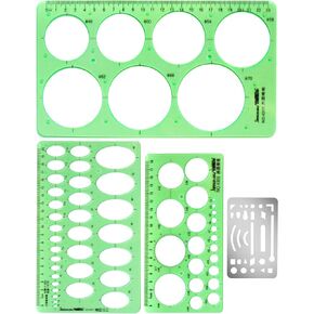 قوالب استنسل رسومات دائرية وبيضاوية من كيوفيلي، 4 عبوات من قوالب رسومات دوائر بلاستيكية هندسية مع درع محو وقوالب دوائر رسم استنسل قوالب قياس هندسية in Kuwait