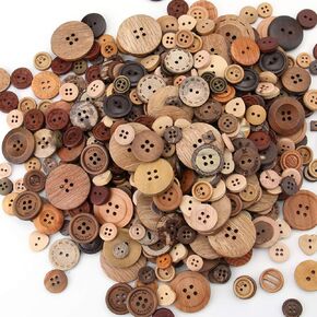 Tosnail 1200 Pieces Wooden Buttons, Round Craft Buttons, Sewing Buttons, Assorted Sizes and Shapes for DIY Button Painting, Handmade Ornaments