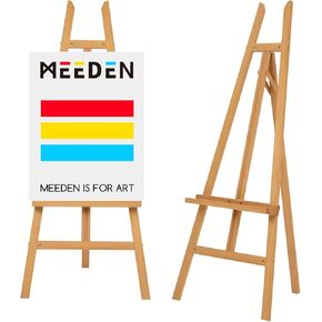 MEEDEN Large Adjustable Wooden Easel, Art Easel Stand for Painting Canvas, Holds Canvas up to 90", Beech Wood Floor Easel for Adults, Heavy Duty Artist Display Easel Holds 33 lbs for Drawing, Signs