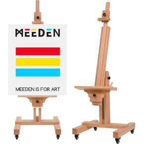 MEEDEN حامل استوديو كبير جدًا، حامل فنان محترف، حامل أرضي شديد التحمل، يميل بشكل مسطح بسهولة، لمسة نهائية من خشب الورد، يحمل لوحات فنية قماشية يصل ارتفاعها إلى 71 بوصة in Kuwait