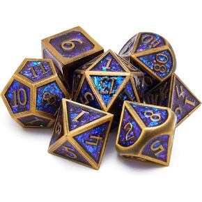 مجموعة النرد المعدنية D&D Dragon and Dungeon نرد معدني متعدد السطوح، نمط الشرير لعب الأدوار RPG Explorer MTG Pioneer Game DND مجموعة النرد (7 قطع)