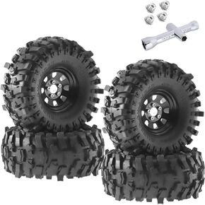 RC Aluminum 1.9 Beadlock Wheels and Tires for 1/10 TRX4 TRX6 SCX10 SCX10 II 90046 SCX10 III AXI03007 SCX10 Pro Gen7/8 D90 VS4-10 MST CFX RC Crawler Car,ARRCat 1.9 Beadlock Wheel Rims and Tires,White