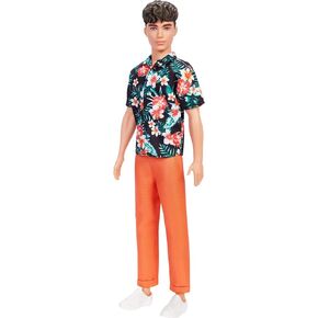 دمية Barbie Ken Fashionistas رقم 184 ذات شعر بني قصير وقميص هاواي وسروال برتقالي وحذاء أبيض in Saudi Arabia
